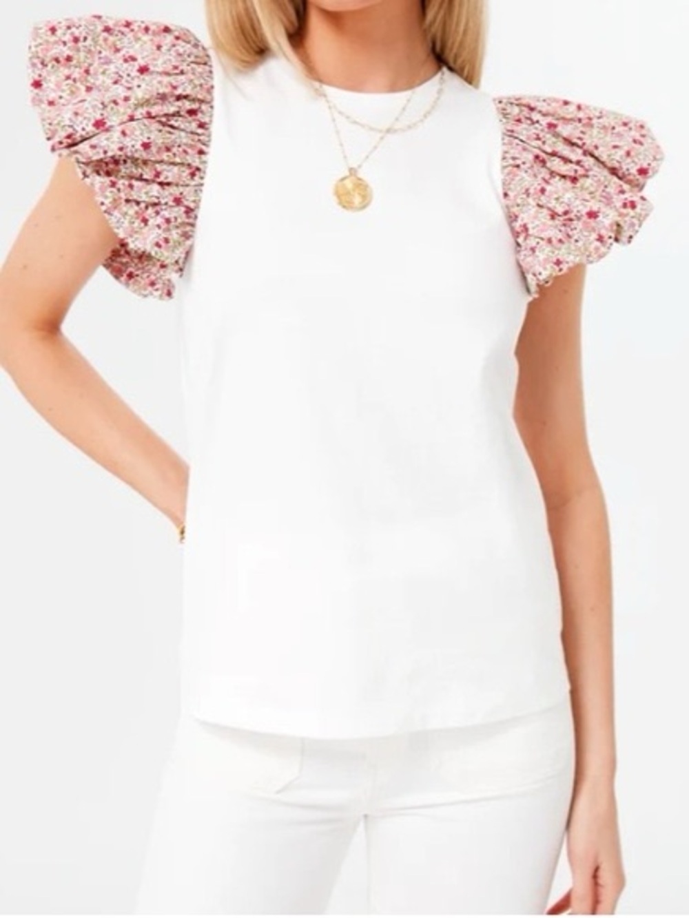 Hyacinth House Floral Flutter Sleeve Shelby Tee Cotton Top Cottagecore